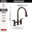 2390L-RB-DST Broderick Two Handle Pull Down Bridge Kitchen Faucet, Venetian Bronze