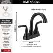 2533LF-BLMPU Kayra Two Handle Centerset Bathroom Faucet, Matte Black