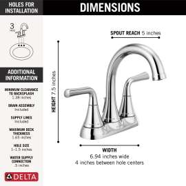2533LF-MPU Kayra Two Handle Centerset Bathroom Faucet, Chrome
