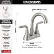 2533LF-SSMPU Kayra Two Handle Centerset Bathroom Faucet, Stainless