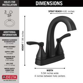 25775-BLMPU-DST Stryke Two Handle Centerset Bathroom Faucet