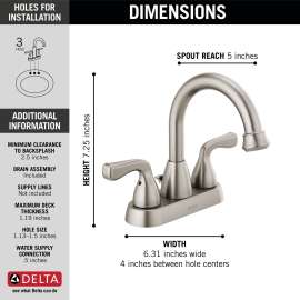 25911LF-SS Foundations Two Handle Centerset Bathroom Faucet Stackout, Stainless