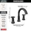 3558-BLPD-DST Trinsic Two Handle Widespread Pull Down Bathroom Faucet, Matte Black