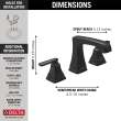 3564-BLMPU-DST Ashlyn Two Handle Widespread Metal Pop Up Lavatory Faucet, Matte Black