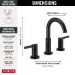 35749LF-BL Nicoli Two Handle Widespread Bathroom Faucet, Matte Black