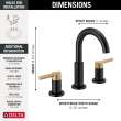 35749LF-GZ Nicoli Two Handle Widespread Bathroom Faucet, Matte Black and Champagne Bronze