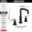 35849LF-GZ Nicoli Two Handle Widespread Bathroom Faucet, Matte Black and Champagne Bronze