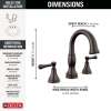 3597-RBPD-DST Cassidy Two Handle Widespread Pull Down Bathroom Faucet, Venetian Bronze