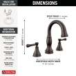3597-RBPD-DST Cassidy Two Handle Widespread Pull Down Bathroom Faucet, Venetian Bronze