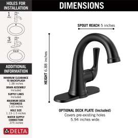 533LF-BLMPU Kayra Single Handle Bathroom Faucet