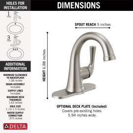 533LF-SSMPU Kayra Single Handle Bathroom Faucet, Stainless