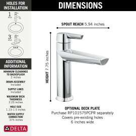 571-PR-MPU-DST Galeon Single Handle Bathroom Faucet, Lumicoat Chrome