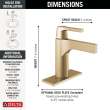 574-CZMPU-DST Zura Single Handle Bathroom Faucet, Champagne Bronze