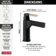 574-GZLPU-DST Zura Single Handle Bathroom Faucet Less Pop Up, Matte Black and Champagne Bronze
