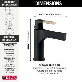 574-GZLPU-DST Zura Single Handle Bathroom Faucet Less Pop Up and Champagne Bronze