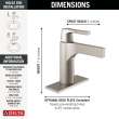 574-SSMPU-DST Zura Single Handle Bathroom Faucet, Stainless