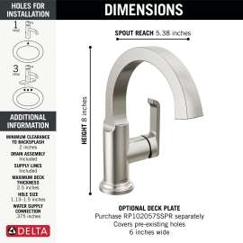 588SH-SS-PR-DST Tetra Single Handle Bathroom Faucet, Lumicoat Stainless