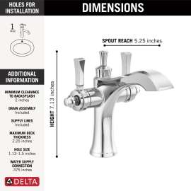 856-DST Dorval Two Handle Single Hole Monoblock Bathroom Faucet, Chrome