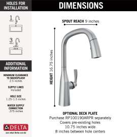 9176-AR-PR-DST Stryke Single Handle Pull Down Kitchen Faucet