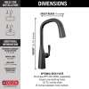 9176-BL-DST Stryke Single Handle Pull Down Kitchen Faucet, Matte Black