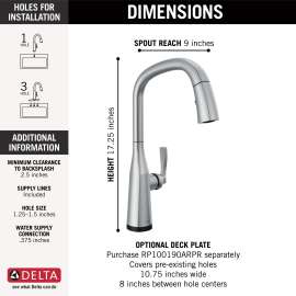 9176T-AR-PR-DST Stryke Single Handle Pull Down Kitchen Faucet with Touch 2O Technology