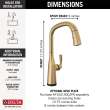 9176TV-CZ-PR-DST Stryke 1L Touch2O Pull Down Kitchen with Voice, Lumicoat Champagne Bronze