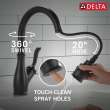 9178T-BL-DST Leland Single Handle Pull Down Kitchen Faucet with Touch2O and ShieldSpray Technologies, Matte Black