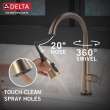 9182T-CZ-PR-DST Emmeline Single Handle Pull Down Kitchen Faucet with Touch2O Technology, Lumicoat Champagne Bronze