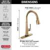 9182T-CZ-PR-DST Emmeline Single Handle Pull Down Kitchen Faucet with Touch2O Technology, Lumicoat Champagne Bronze