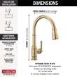 9190-CZ-DST Broderick Single Handle Pull Down Kitchen Faucet, Champagne Bronze