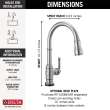 9190T-AR-DST Broderick Single Handle Pull Down Kitchen Faucet with Touch2O Technology, Arctic Stainless