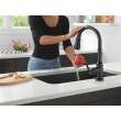 9190T-BL-DST Broderick Single Handle Pull Down Kitchen Faucet with Touch2O Technology, Matte Black