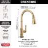 9190T-CZ-DST Broderick Single Handle Pull Down Kitchen Faucet with Touch2O Technology, Champagne Bronze