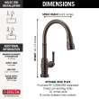 9190T-RB-DST Broderick Single Handle Pull Down Kitchen Faucet with Touch2O Technology, Venetian Bronze