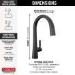 9191-BL-DST Monrovia Single Handle Pull Down Kitchen Faucet, Matte Black
