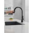 9191T-BL-DST Monrovia Single Handle Pull Down Kitchen Faucet with Touch2O Technology, Matte Black