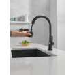 9191T-BL-DST Monrovia Single Handle Pull Down Kitchen Faucet with Touch2O Technology, Matte Black
