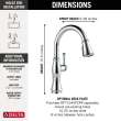 9197-PR-DST Cassidy Single Handle Pull Down Kitchen Faucet, Lumicoat Chrome