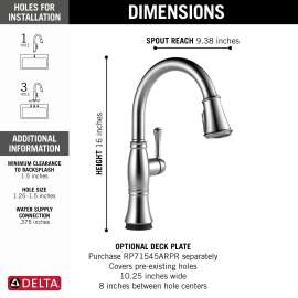 9197T-AR-PR-DST Cassidy Single Handle Pull Down Kitchen Faucet with Touch2O and ShieldSpray Technologies