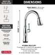 9197T-PR-DST Cassidy Single Handle Pull Down Kitchen Faucet with Touch2O and ShieldSpray Technologies, Lumicoat Chrome