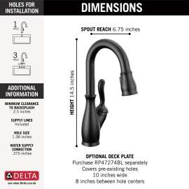 9678-BL-DST Leland Single Handle Pull Down Bar or Prep Faucet, Matte Black