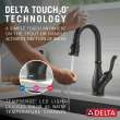 9678T-BL-DST Leland Single Handle Pull Down Bar or Prep Faucet with Touch2O Technology, Matte Black