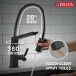 9693-BL-DST Pivotal Single Handle Exposed Hose Kitchen Faucet, Matte Black