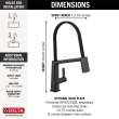 9693-BL-DST Pivotal Single Handle Exposed Hose Kitchen Faucet, Matte Black