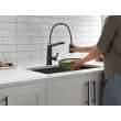 9693-BL-DST Pivotal Single Handle Exposed Hose Kitchen Faucet, Matte Black