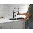 9693-BL-DST Pivotal Single Handle Exposed Hose Kitchen Faucet, Matte Black