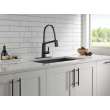 9693-BL-DST Pivotal Single Handle Exposed Hose Kitchen Faucet, Matte Black