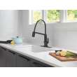 9693T-BL-DST Pivotal Single Handle Exposed Hose Kitchen Faucet with Touch2O Technology, Matte Black