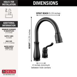978-BL-DST Leland Single Handle Pull Down Kitchen Faucet, Matte Black