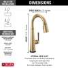 9982T-CZ-PR-DST Emmeline Single Handle Pull Down Bar or Prep Faucet with Touch2O Technology, Lumicoat Champagne Bronze
